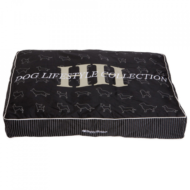 Perna pentru animale de companie neagra/alba din textil 80x125 cm Print Happy-House