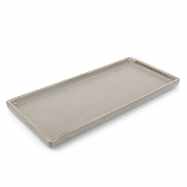 Platou crem/maro din ceramica 10x22 cm Structo Fine2Dine