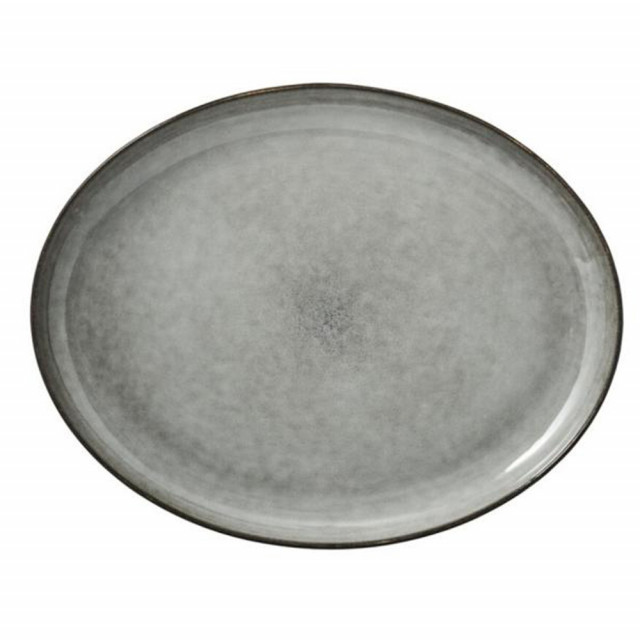 Platou oval gri din ceramica 27x34 cm Amera Lene Bjerre