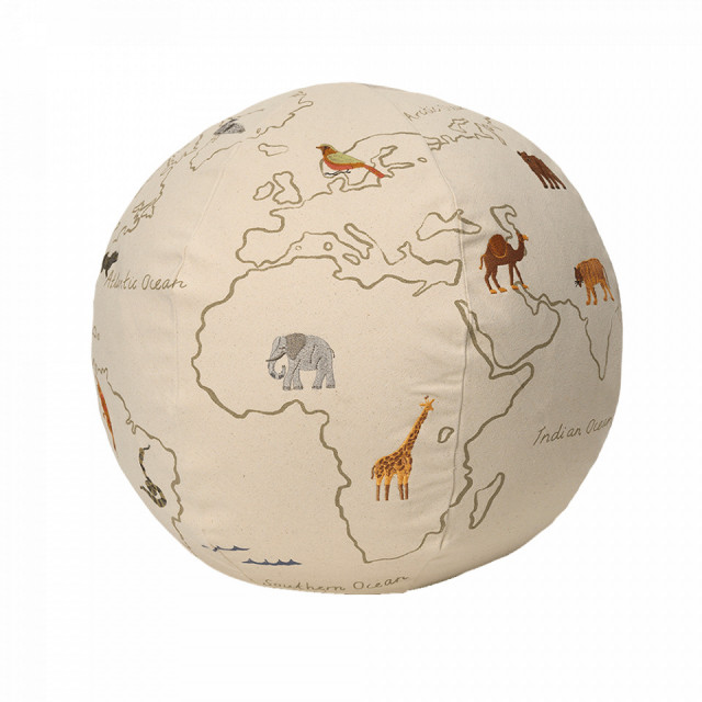 Puf rotund alb antic din bumbac 50 cm World Ferm Living