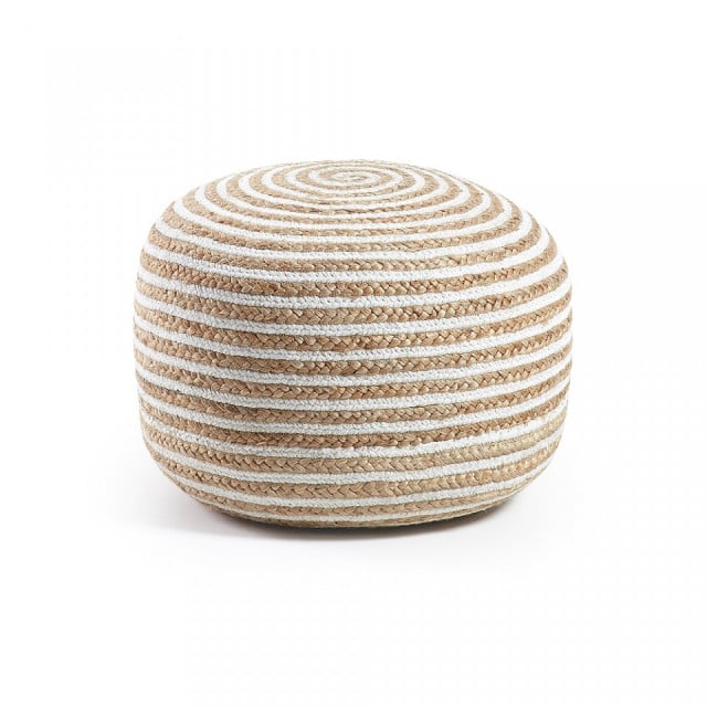 Puf rotund crem din fibre naturale 50 cm Saht Kave Home