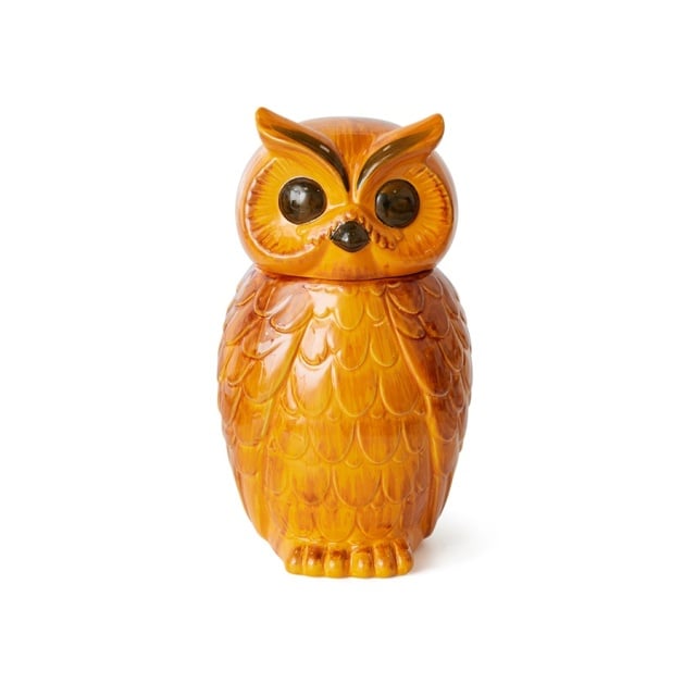 Recipient cu capac portocaliu din ceramica 16x29 cm Owl HKliving