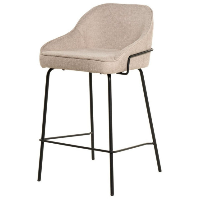 Scaun bar crem/negru din textil si metal Arny Somcasa