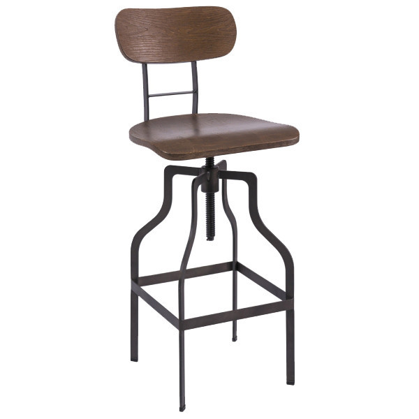 Scaun bar maro din lemn si metal Hoker Drop The Home Collection