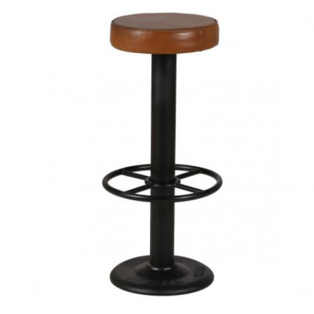 Scaun bar negru/maro din piele si fier Pub Zago