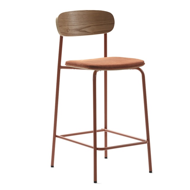 Scaun bar rosu caramiziu din metal Adriana The Home Collection