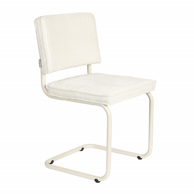 Scaun dining alb antic din textil si metal Ridge Soft Zuiver