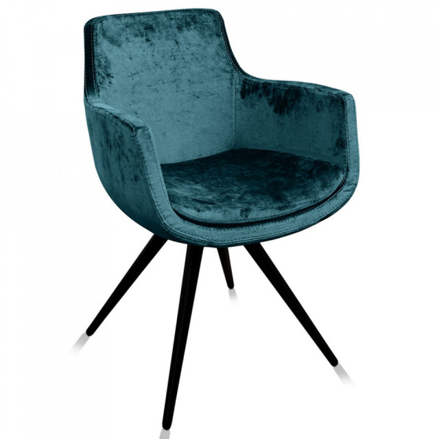 Scaun dining albastru aqua din bumbac Hoxton Versmissen