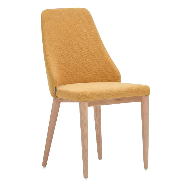 Scaun dining galben mustar din poliester si lemn de frasin Rosie Kave Home