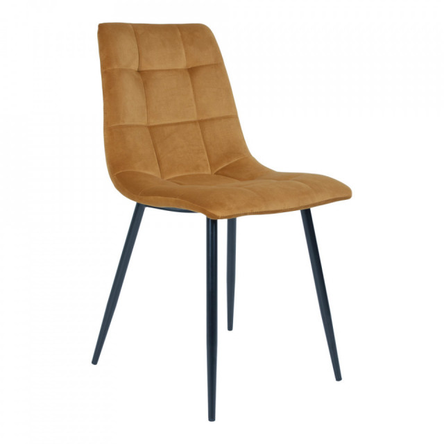 Scaun dining galben mustar/negru din catifea Middelfart House Nordic
