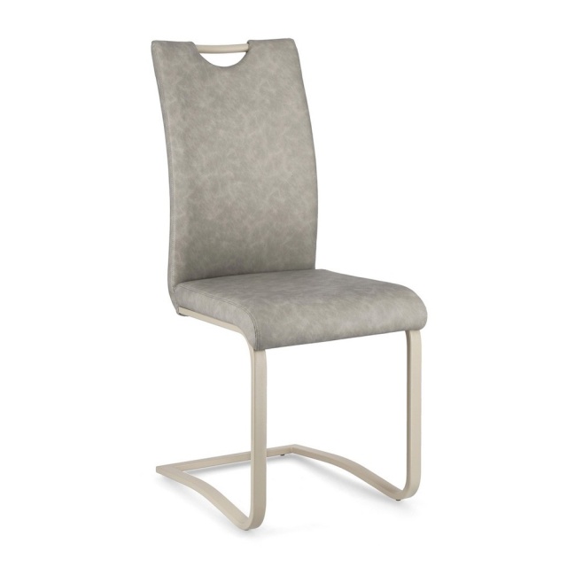 Scaun dining grej din piele ecologica Kenneth Bizzotto