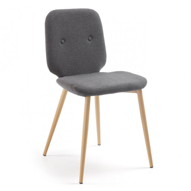 Scaun dining gri din poliester si metal Meet Kave Home