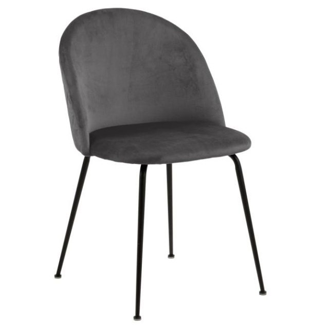 Scaun dining gri inchis din catifea Louise Actona Company