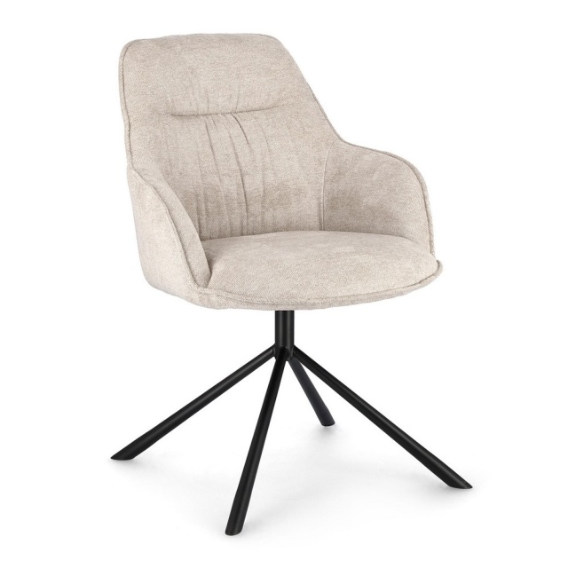 Scaun dining ivoriu din textil Grant Bizzotto