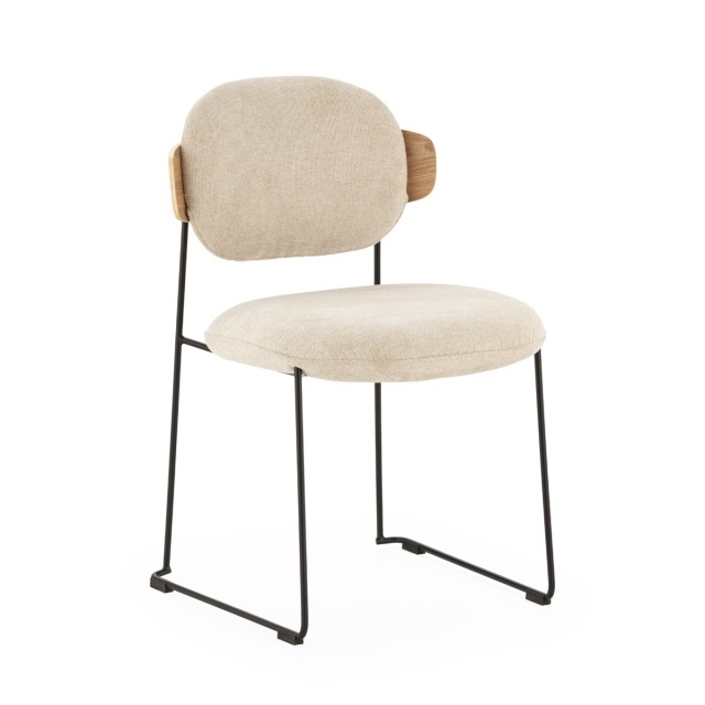 Scaun dining negru/alb din textil Riga Thai Natura