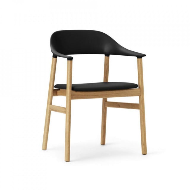 Scaun dining negru din piele Herit Normann Copenhagen