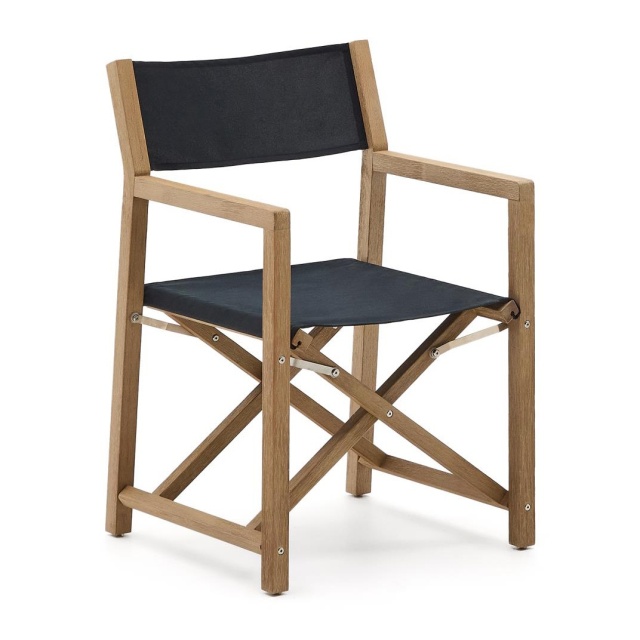 Scaun pliabil exterior negru din textil Vilara Kave Home