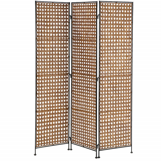 Separator camera galben miere/negru din metal si rachita 140x178 cm Plyse Thai Natura