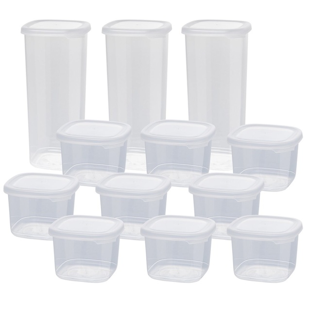 Set 12 recipiente cu capac transparente din plastic Loreen The Home Collection