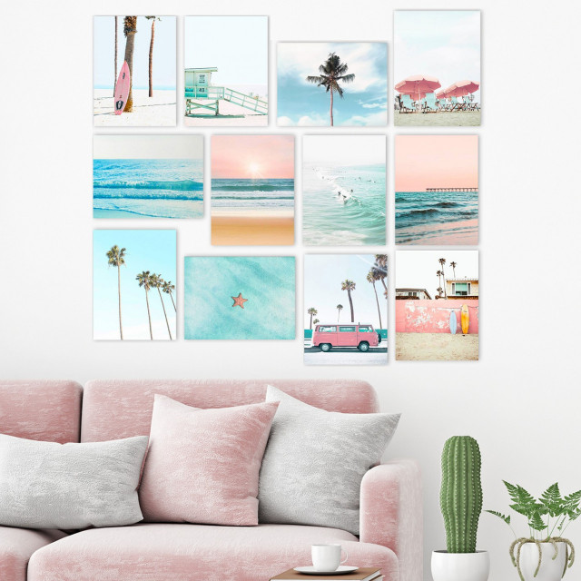 Set 12 tablouri multicolore din lemn 15x20 cm Beach The Home Collection