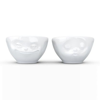 Set 2 boluri albe din ceramica 100 ml Kissing & Grinning Tassen