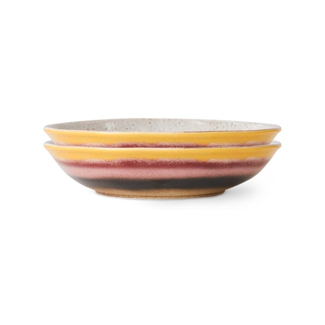 Set 2 boluri multicolore din ceramica 19 cm 70s Hibiscus HKliving