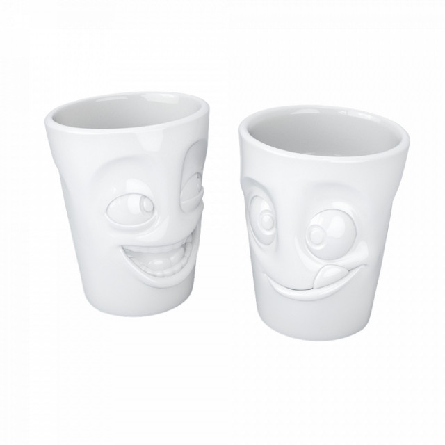Set 2 cani albe din ceramica 350 ml Joking & Tasty Tassen