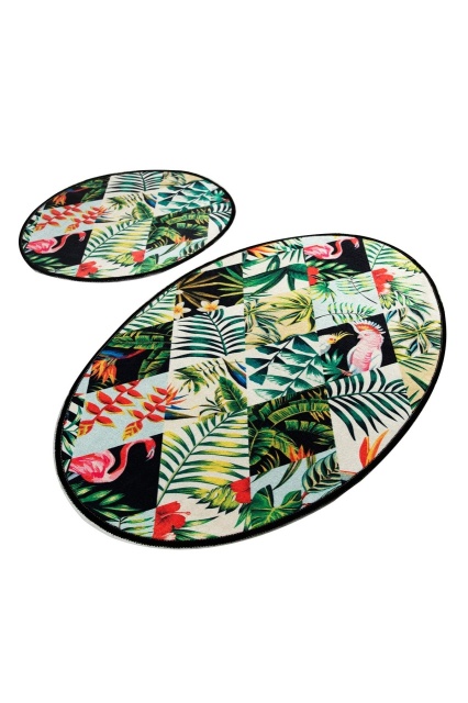 Set 2 covorase de baie multicolore din fibre sintetice Patch Djt The Home Collection
