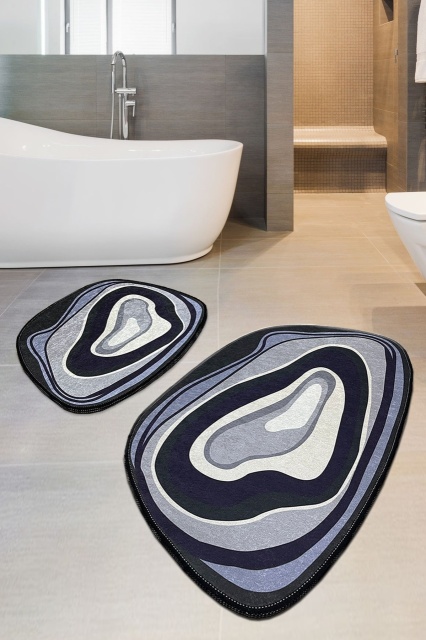 Set 2 covorase de baie multicolore din fibre sintetice Piedra The Home Collection