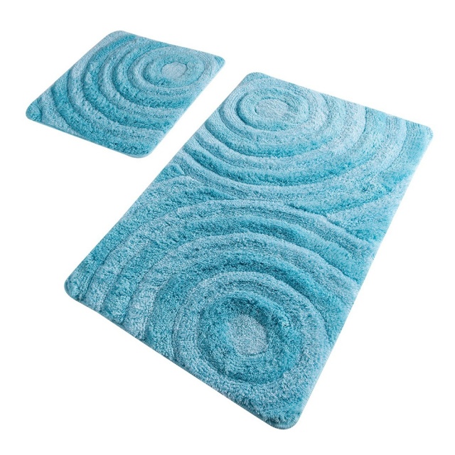 Set 2 covorase de baie turcoaz din fibre sintetice Wave The Home Collection