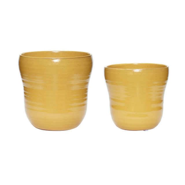 Set 2 ghivece galbene din ceramica Care Hubsch