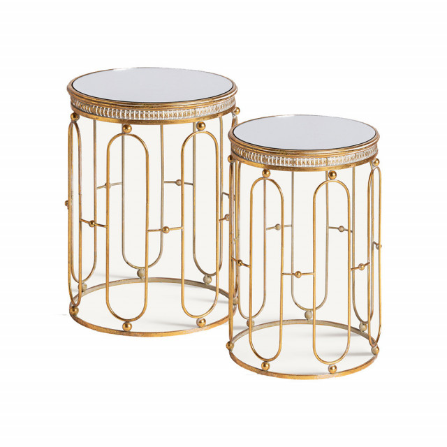 Set 2 mese laterale aurii din sticla si metal Rabat Burkina Home Decor