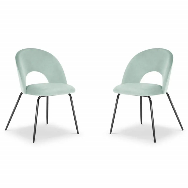 Set 2 scaune dining verde menta din catifea si metal Emma Besolux