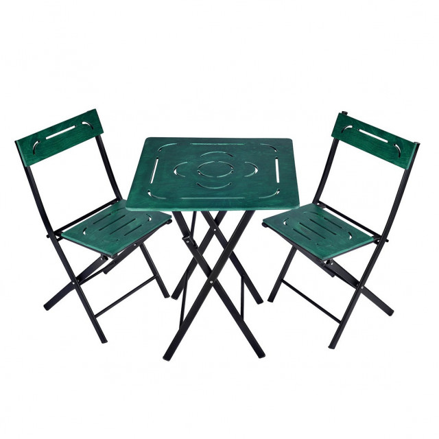 Set 2 scaune si masa dining verde/neagra din metal Bistro 5 The Home Collection