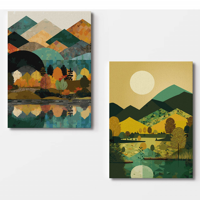 Set 2 tablouri multicolore din fibre naturale 50x70 cm Loreto The Home Collection
