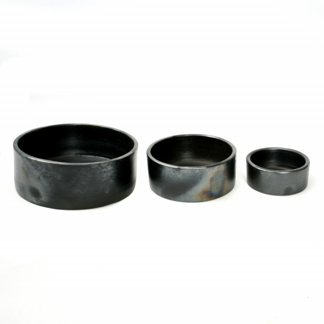Set 3 boluri negre din teracota Cylinder Bazar Bizar