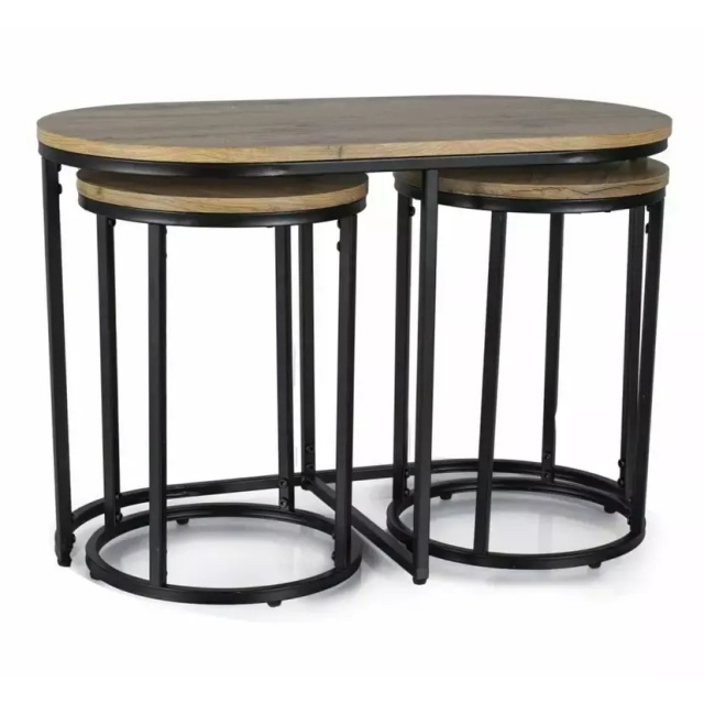 Set 3 mese de cafea maro/negre din metal Twix The Home Collection