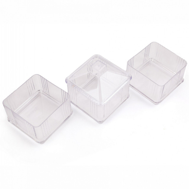 Set 3 recipiente cu capac gri din plastic Alpi The Home Collection