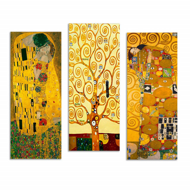 Set 3 tablouri multicolore din lemn 20x50 cm Fairy The Home Collection