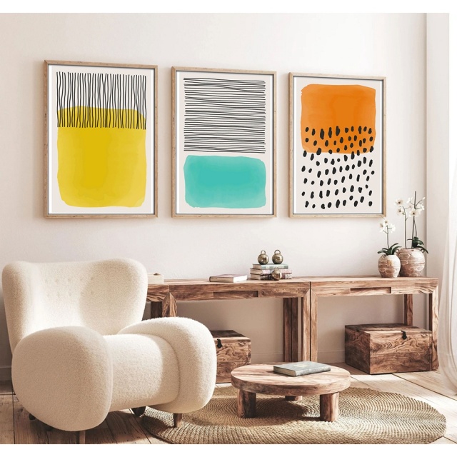 Set 3 tablouri multicolore din lemn 30x40 cm Blair The Home Collection