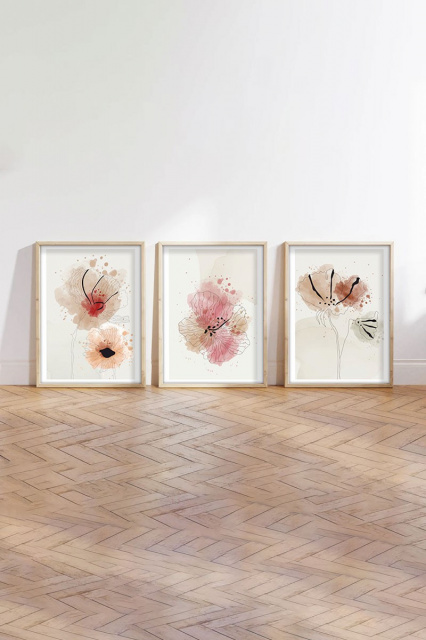 Set 3 tablouri multicolore din lemn 50x70 cm Sarra The Home Collection