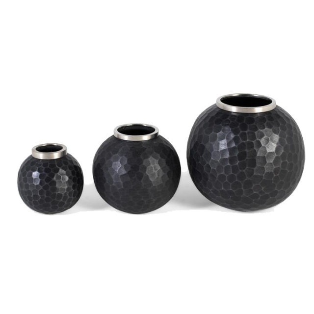 Set 3 vaze decorative gri din metal Setor Giner y Colomer