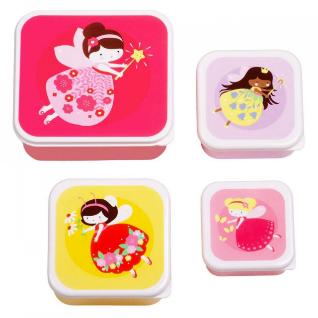 Set 4 cutii pentru pranz multicolore din polietilena Fairy A Little Lovely Company