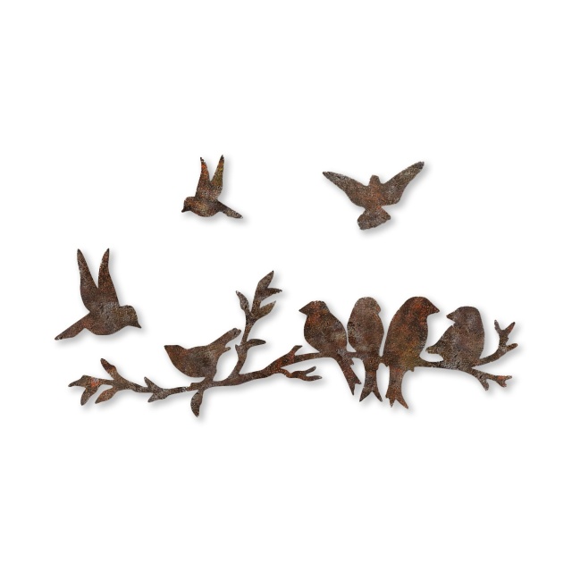 Set 4 decoratiuni de perete maro din metal Rusty Birds The Home Collection