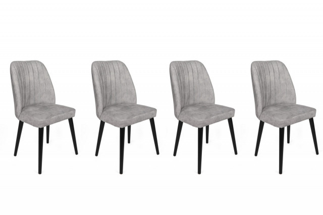 Set 4 scaune dining gri/negre din catifea Alfa The Home Collection