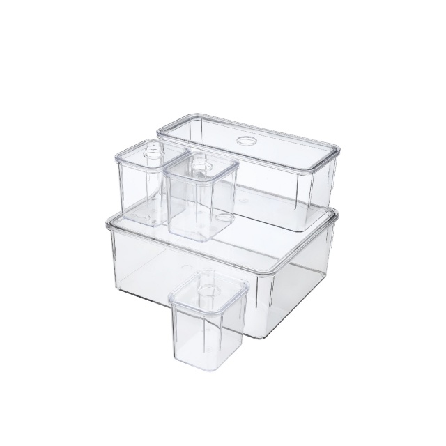Set 5 cutii cu capac transparente din plastic Likutu The Home Collection