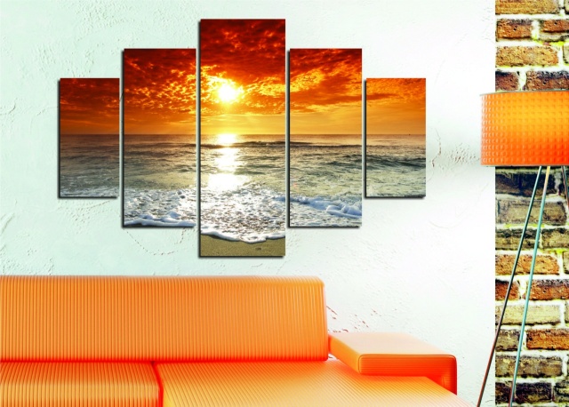 Set 5 tablouri multicolore Sunset The Home Collection