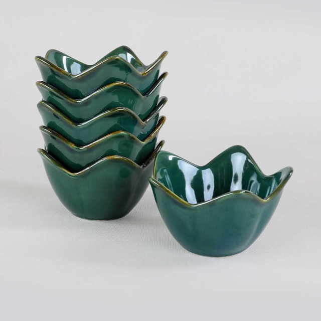 Set 6 boluri pentru aperitive verde inchis din ceramica 12 cm George The Home Collection