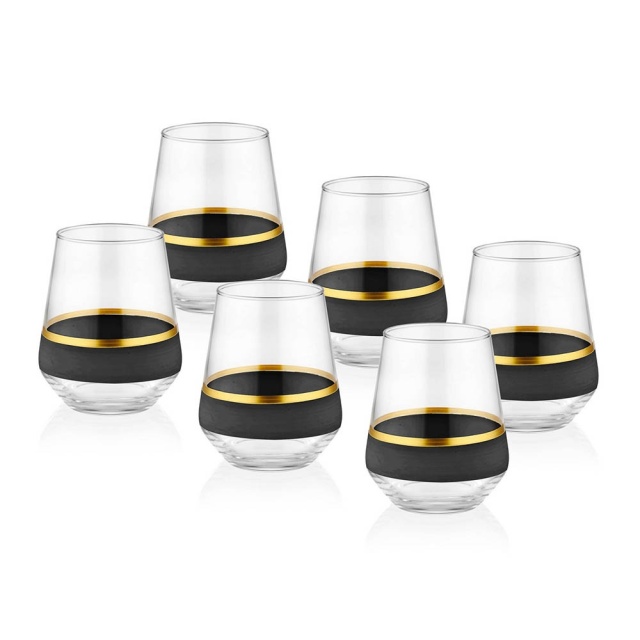 Set 6 pahare negre/aurii din sticla 425 ml Jason The Home Collection