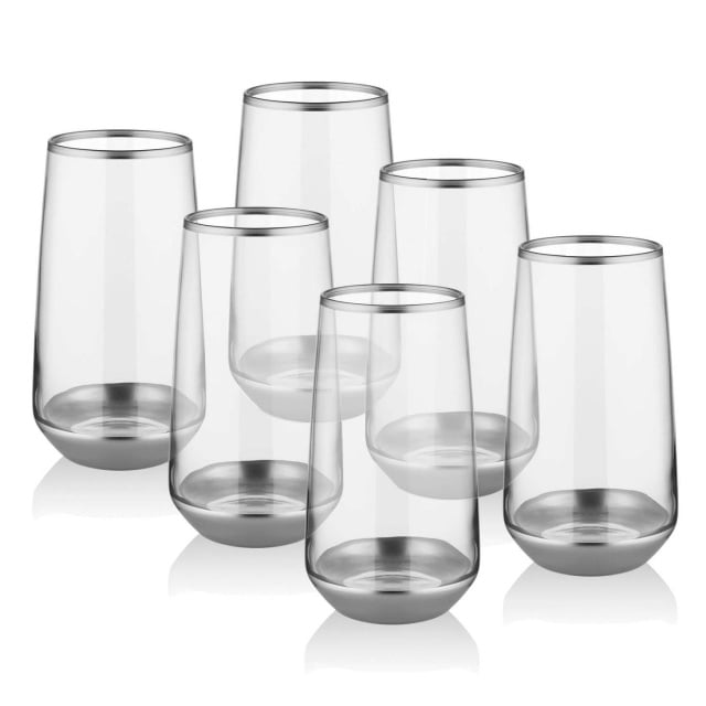 Set 6 pahare transparente/argintii din sticla 480 ml Rete The Home Collection